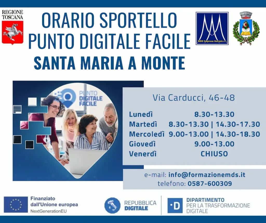 sportello punto digitale facile santa maria a monte orari 2025