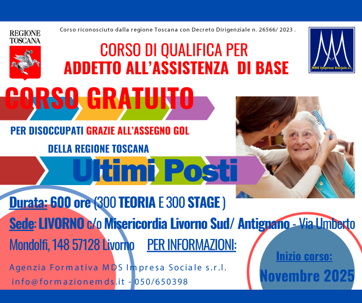 LIVORNO Addetto all’assistenza di base 2025 novembre agenzia formativa mds